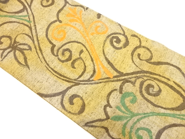 JAPANESE FUKURO OBI / TSUMUGI / WOVEN ARABESQUE